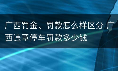 广西罚金、罚款怎么样区分 广西违章停车罚款多少钱