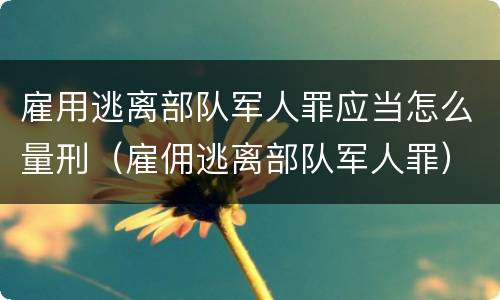 雇用逃离部队军人罪应当怎么量刑（雇佣逃离部队军人罪）