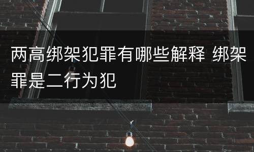 两高绑架犯罪有哪些解释 绑架罪是二行为犯