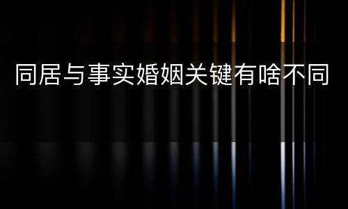 同居与事实婚姻关键有啥不同