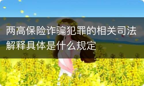 两高保险诈骗犯罪的相关司法解释具体是什么规定