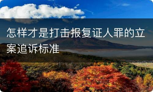 怎样才是打击报复证人罪的立案追诉标准