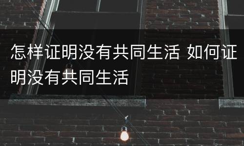 怎样证明没有共同生活 如何证明没有共同生活