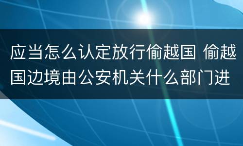 应当怎么认定放行偷越国 偷越国边境由公安机关什么部门进行处罚