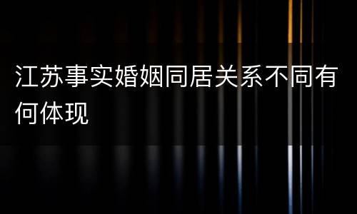 江苏事实婚姻同居关系不同有何体现