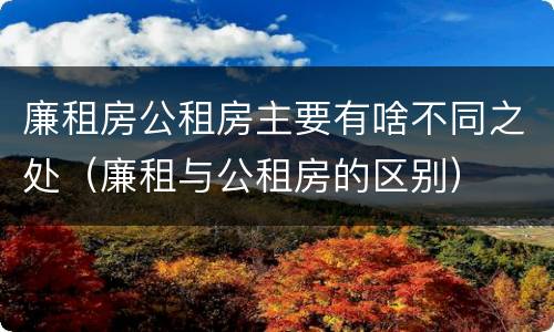 廉租房公租房主要有啥不同之处（廉租与公租房的区别）