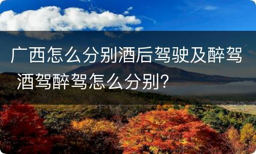 广西怎么分别酒后驾驶及醉驾 酒驾醉驾怎么分别?