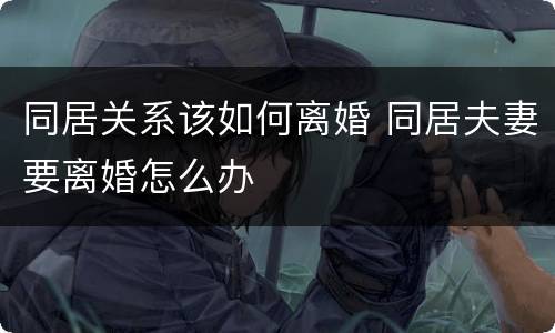 同居关系该如何离婚 同居夫妻要离婚怎么办