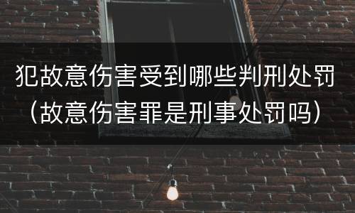 犯故意伤害受到哪些判刑处罚（故意伤害罪是刑事处罚吗）