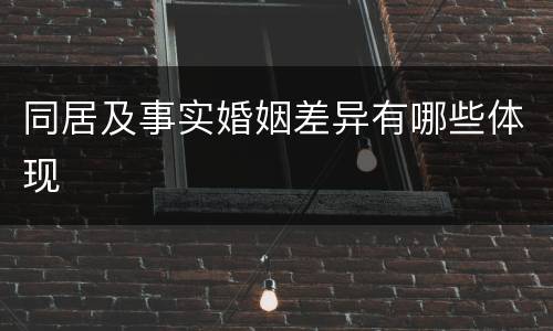 同居及事实婚姻差异有哪些体现
