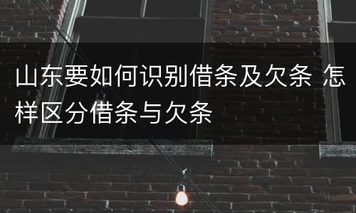 山东要如何识别借条及欠条 怎样区分借条与欠条