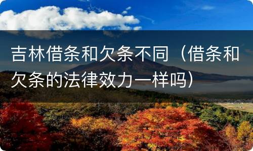 吉林借条和欠条不同（借条和欠条的法律效力一样吗）