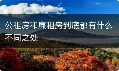 公租房和廉租房到底都有什么不同之处