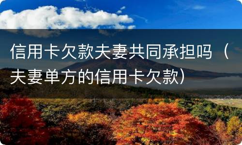 信用卡欠款夫妻共同承担吗（夫妻单方的信用卡欠款）