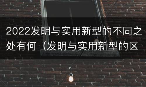 2022发明与实用新型的不同之处有何（发明与实用新型的区别有哪些）