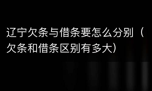 辽宁欠条与借条要怎么分别（欠条和借条区别有多大）