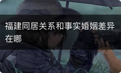 福建同居关系和事实婚姻差异在哪
