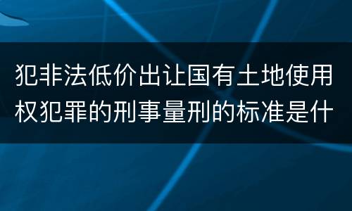 犯非法低价出让国有土地使用权犯罪的刑事量刑的标准是什么