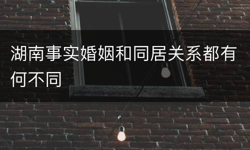 湖南事实婚姻和同居关系都有何不同