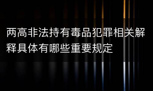 两高非法持有毒品犯罪相关解释具体有哪些重要规定