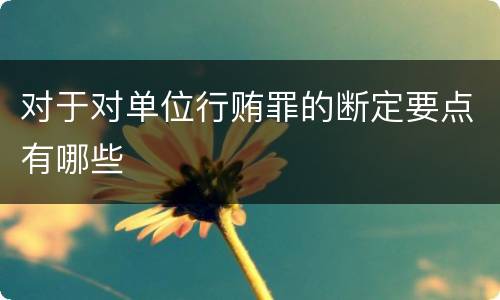 对于对单位行贿罪的断定要点有哪些