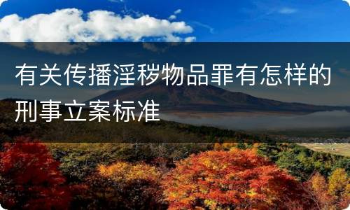 有关传播淫秽物品罪有怎样的刑事立案标准