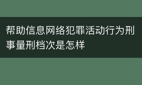 帮助信息网络犯罪活动行为刑事量刑档次是怎样