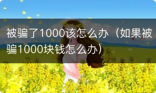 被骗了1000该怎么办（如果被骗1000块钱怎么办）