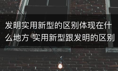 发明实用新型的区别体现在什么地方 实用新型跟发明的区别