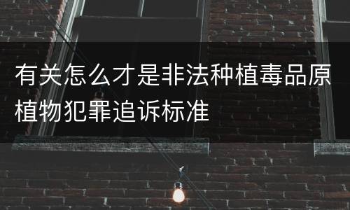 有关怎么才是非法种植毒品原植物犯罪追诉标准