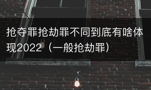 抢夺罪抢劫罪不同到底有啥体现2022（一般抢劫罪）