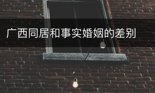 广西同居和事实婚姻的差别