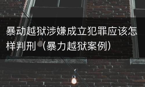 暴动越狱涉嫌成立犯罪应该怎样判刑（暴力越狱案例）