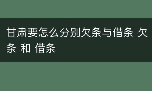 甘肃要怎么分别欠条与借条 欠条 和 借条
