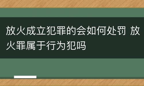 放火成立犯罪的会如何处罚 放火罪属于行为犯吗