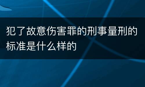 犯了故意伤害罪的刑事量刑的标准是什么样的