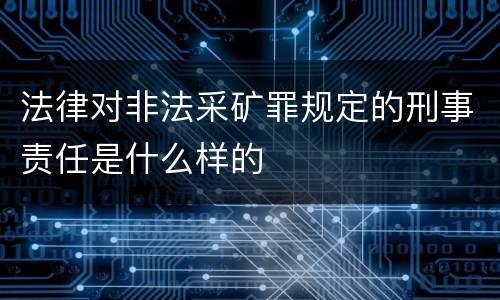 法律对非法采矿罪规定的刑事责任是什么样的