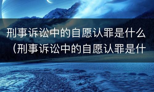 刑事诉讼中的自愿认罪是什么（刑事诉讼中的自愿认罪是什么行为）