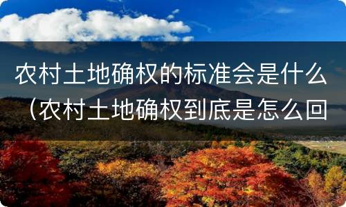 农村土地确权的标准会是什么（农村土地确权到底是怎么回事）