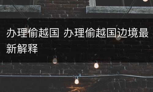 办理偷越国 办理偷越国边境最新解释