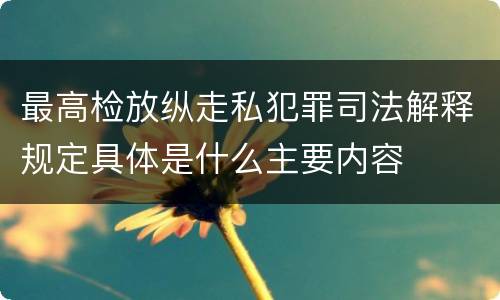 最高检放纵走私犯罪司法解释规定具体是什么主要内容