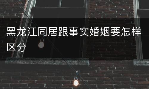 黑龙江同居跟事实婚姻要怎样区分