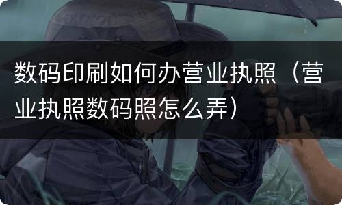 数码印刷如何办营业执照（营业执照数码照怎么弄）