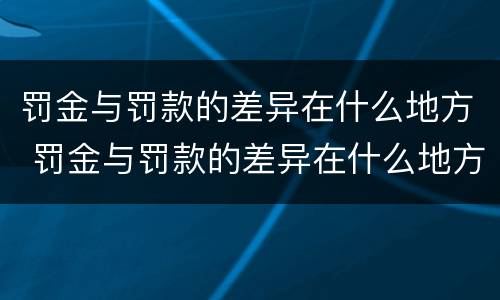 罚金与罚款的差异在什么地方 罚金与罚款的差异在什么地方看