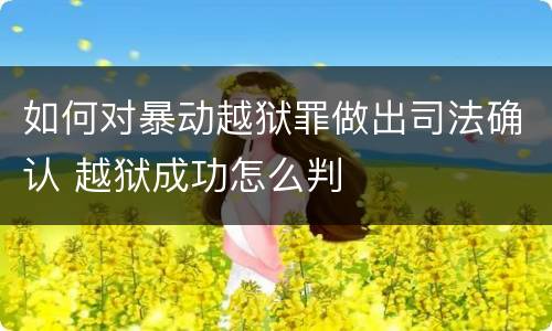 如何对暴动越狱罪做出司法确认 越狱成功怎么判