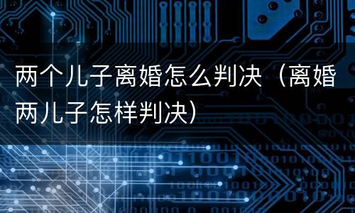 两个儿子离婚怎么判决（离婚两儿子怎样判决）