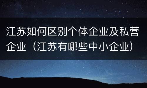 江苏如何区别个体企业及私营企业（江苏有哪些中小企业）