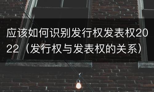 应该如何识别发行权发表权2022（发行权与发表权的关系）