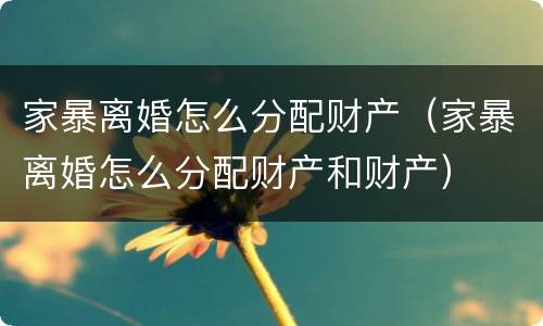 家暴离婚怎么分配财产（家暴离婚怎么分配财产和财产）