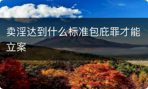 卖淫达到什么标准包庇罪才能立案
